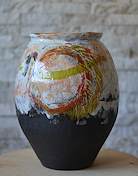 Vase-wheel thrown large abstract pot