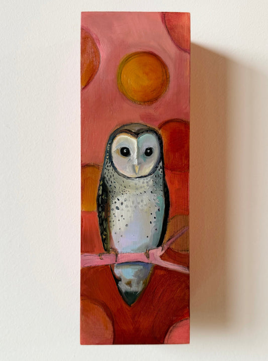 "Owl and Orange Moons" 3 x 9