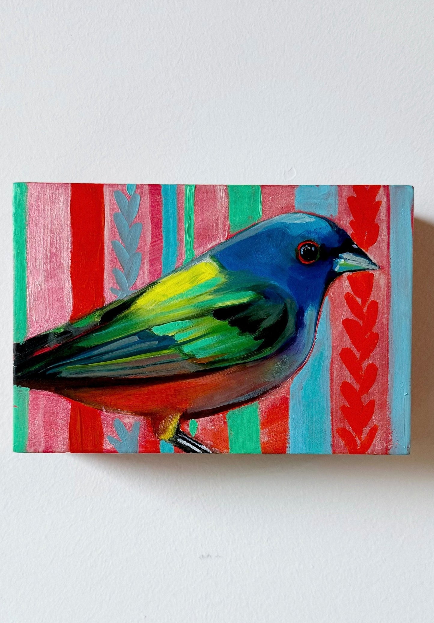 "Painted Bunting with Stripes" 4 x 6 x 1.5