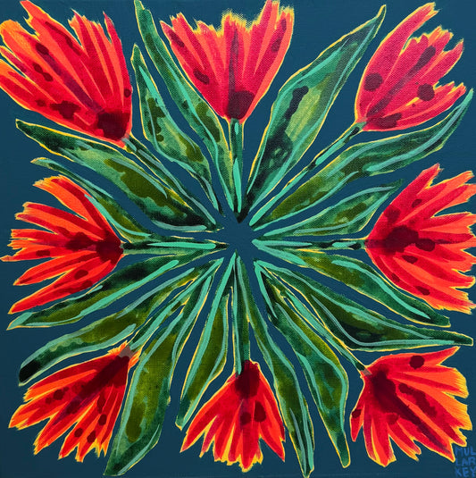"Burst of Tulips", 16 x 16