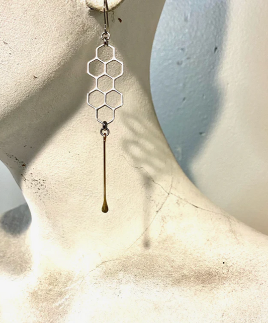 Long Honeycomb Single Leg Earring