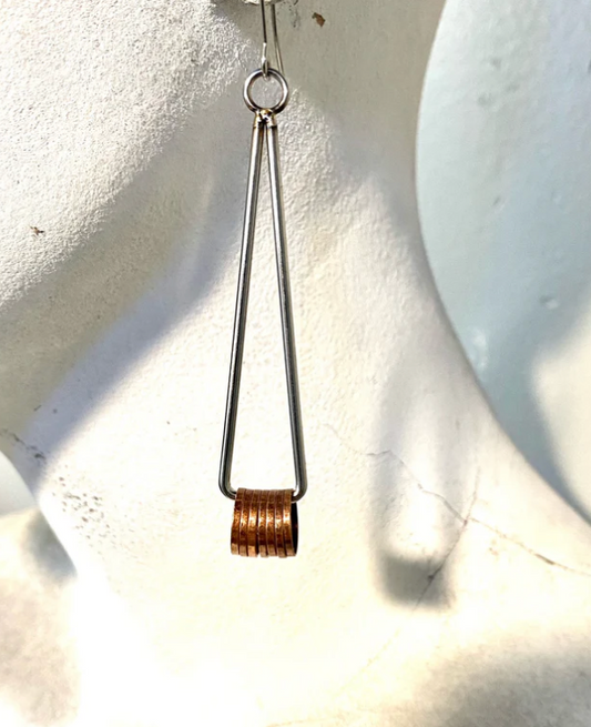 Long Triangle Dangles with copper rings
