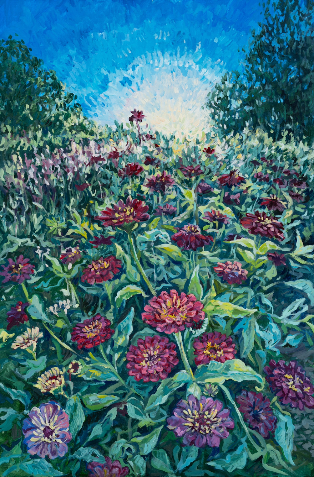 Zinnias at Rabbit Crest Farms, 36x24