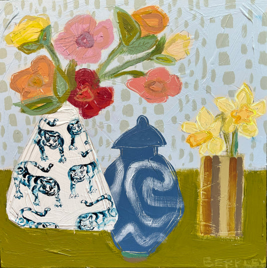 "Tigers and Daffodils II", 12 x 12