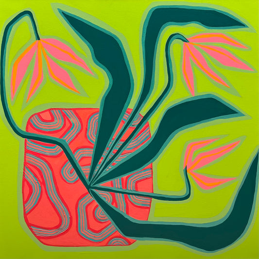 "Tropicals in Red" 36 x 36