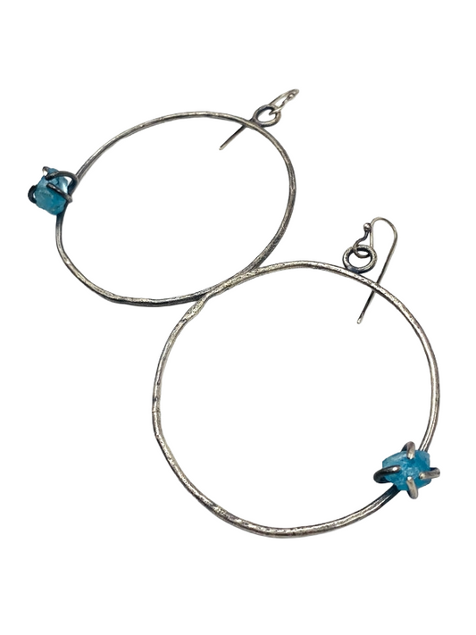 Hoops with Rough Cut Apatite, E323