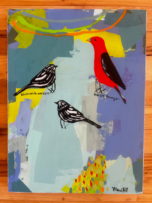 "Black & White Warblers” 16 x 12