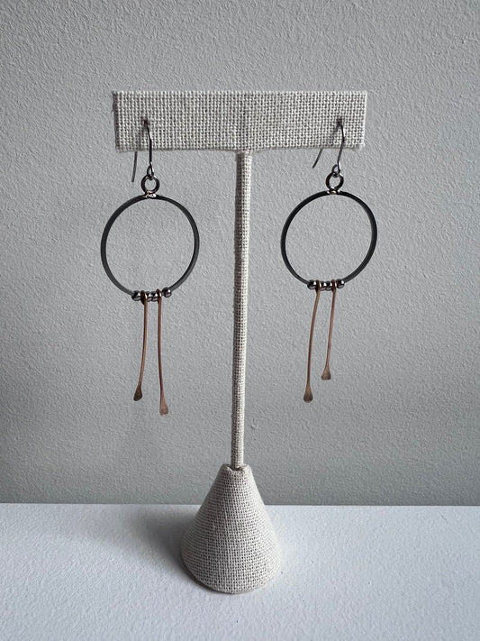 Circle with Copper Pin Earrings