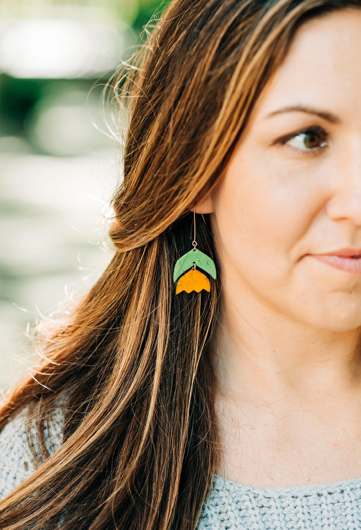 Marigold Tulip Earrings, enamel and metal