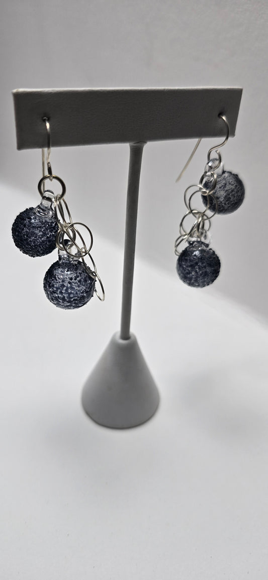 Double Black Speckled Bubble Earrings