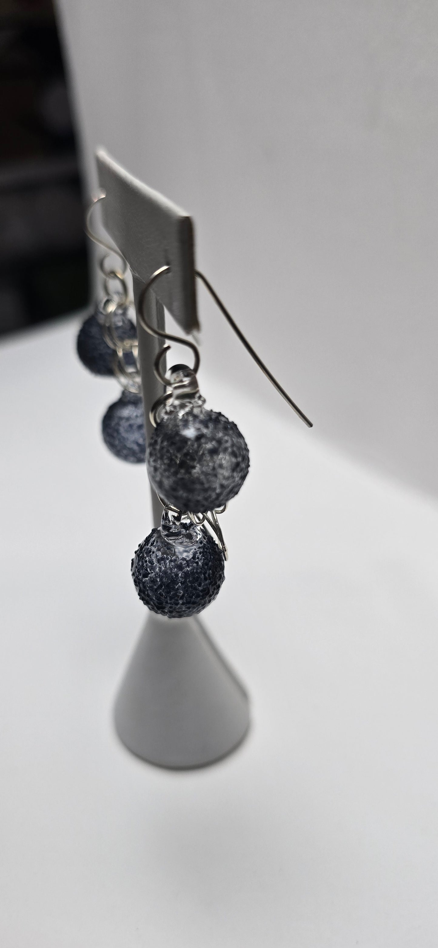 Double Black Speckled Bubble Earrings
