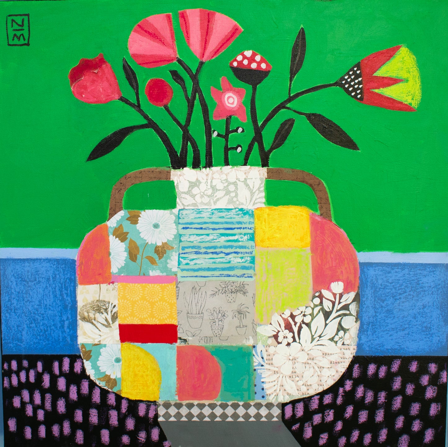 Red Flowers, 20 x 20