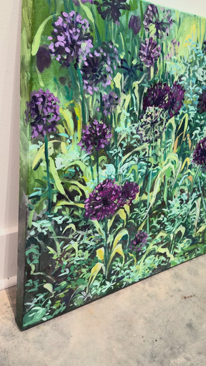 "Alliums at the Oxford Botanic Garden", 24 x 48