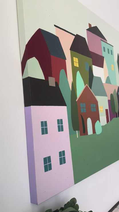 "Neighborhood Get-Together" 36 x 48