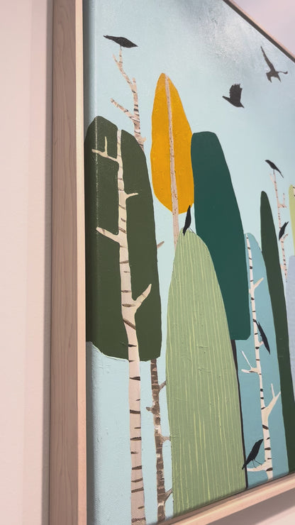 "Birds Flying Among the Birch Trees" - 24 x 24"