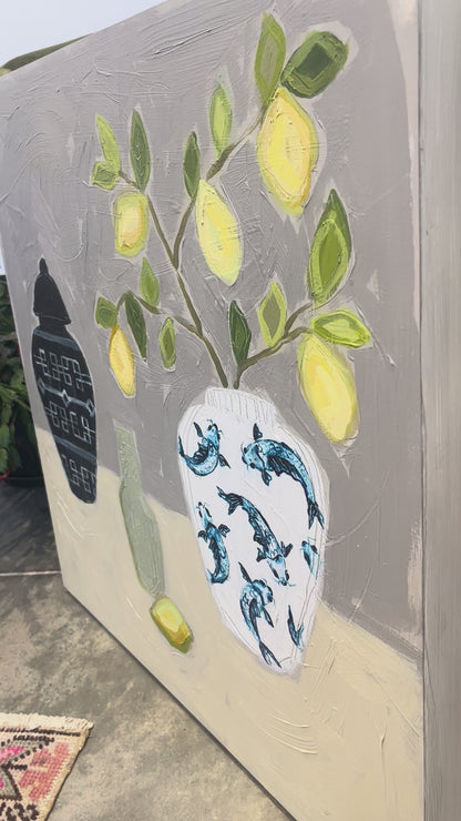 "Lemon Tree on Neutral III", 24 x 24