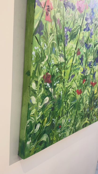 "Larkspur and Poppies - Giverny", 48 x 24