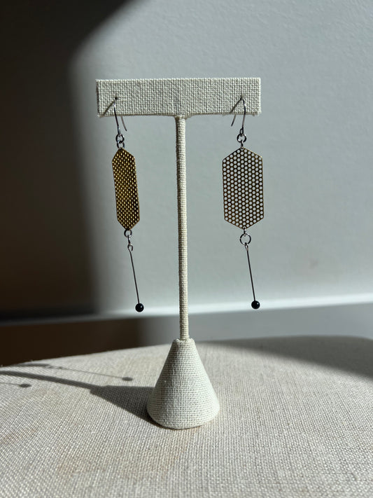 Perforated Brass Hex Earrings