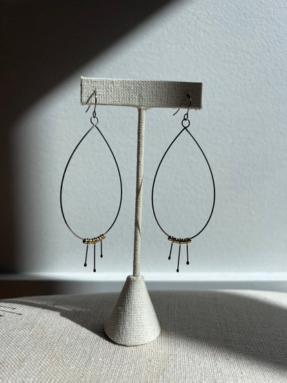 Large Teardrop dangles with black tipped pins
